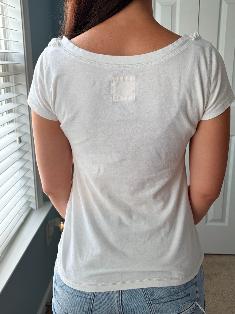 Rare Vintage Hollister Y2K White Ruffle Babydoll Knit Top Size Small - Picture 2 of 5